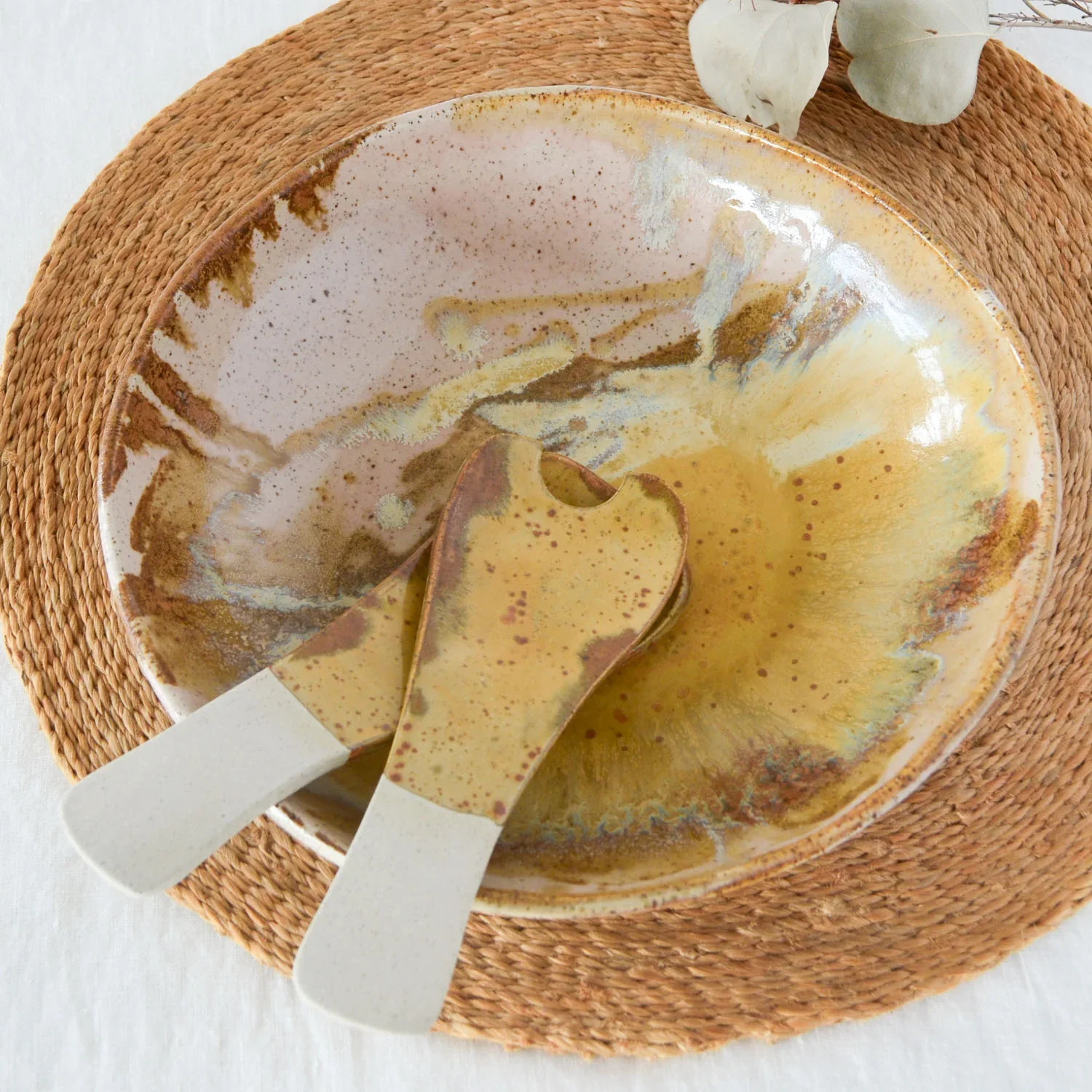 Kim Wallace Ceramic Serving Bowl ~ Earthy Retro - Image 6