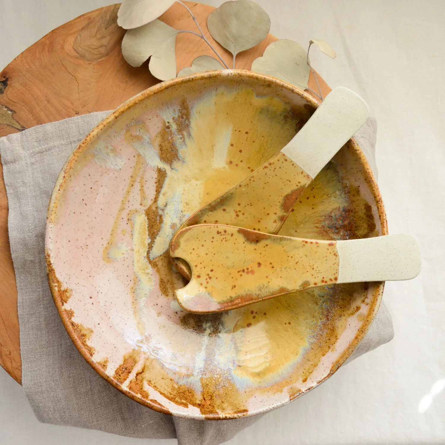 Kim Wallace Ceramic Serving Bowl ~ Earthy Retro - Image 3
