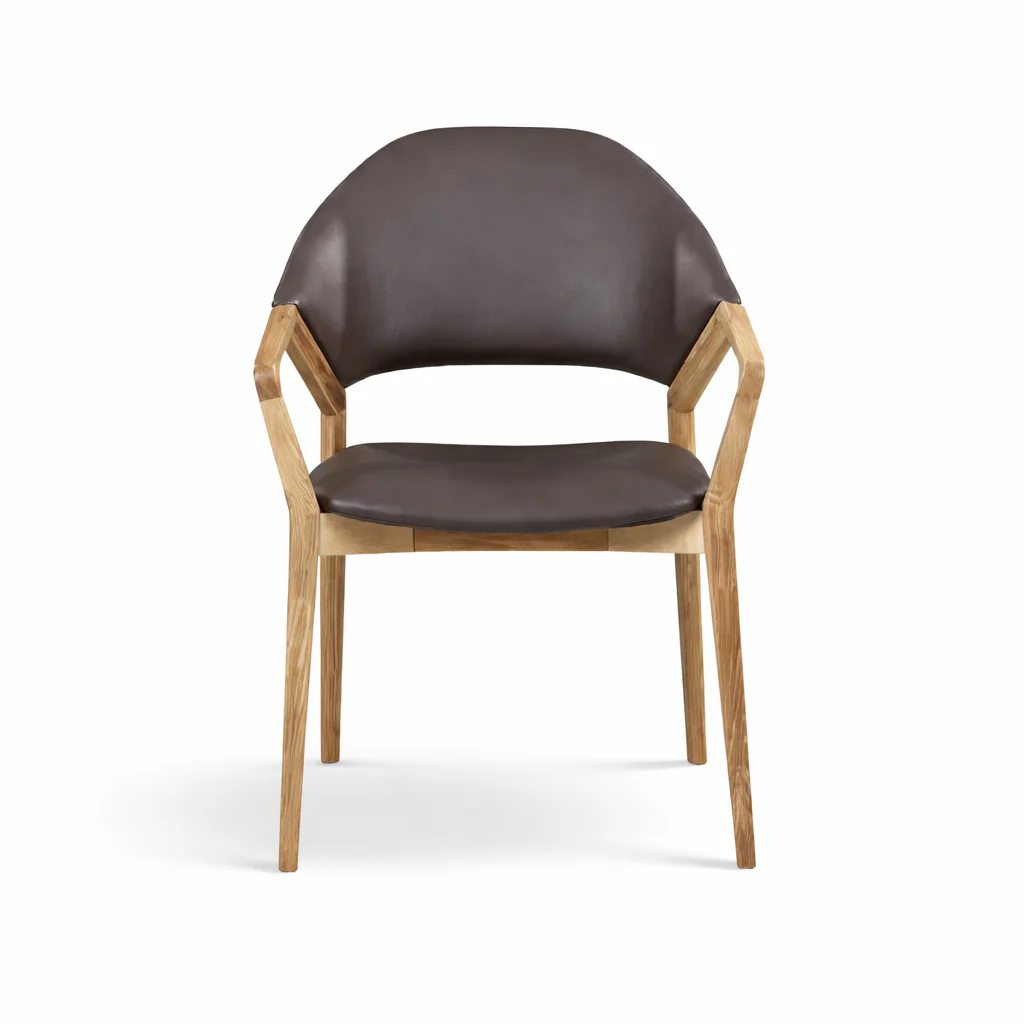 Montclair Dining Chair — Ash with Upholstered Microfibre Leather Seat