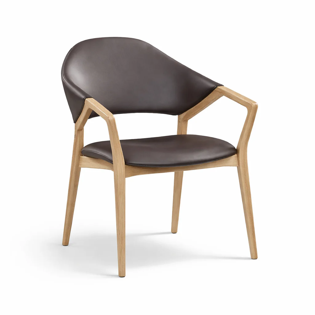 Montclair Dining Chair — Ash with Upholstered Microfibre Leather Seat - Image 3